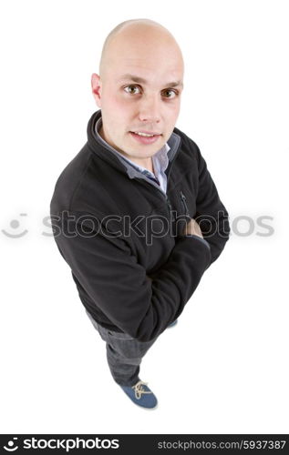 young casual man full body in a white background