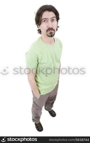 young casual man full body in a white background