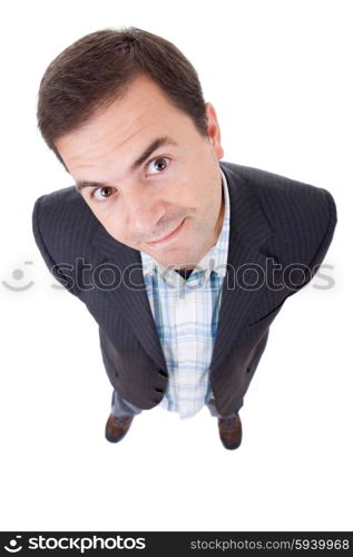 young casual man full body in a white background