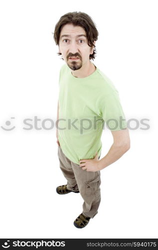 young casual man full body in a white background