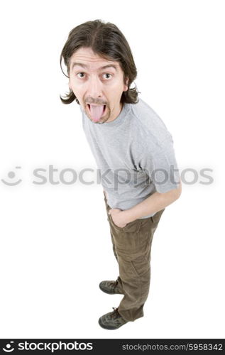 young casual man full body in a white background