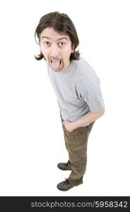 young casual man full body in a white background