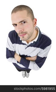 young casual man full body in a white background