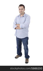 young casual man full body in a white background