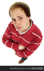 young casual man full body in a white background