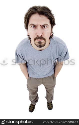 young casual man full body in a white background