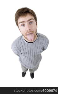 young casual man full body in a white background