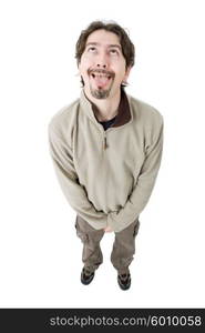 young casual man full body in a white background