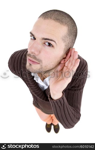 young casual man full body in a white background