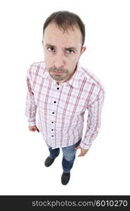 young casual man full body in a white background