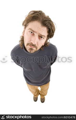 young casual man full body in a white background