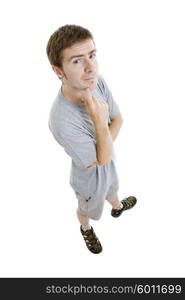 young casual man full body in a white background