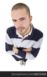 young casual man full body in a white background