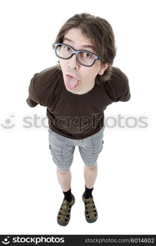 young casual man full body in a white background