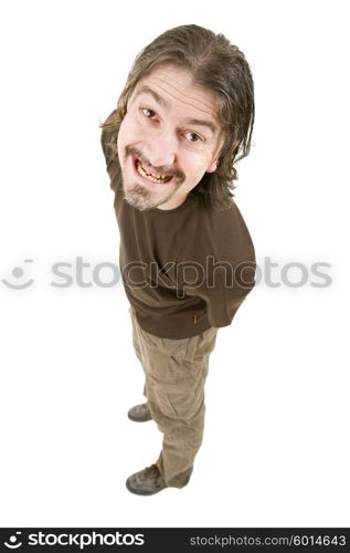 young casual man full body in a white background