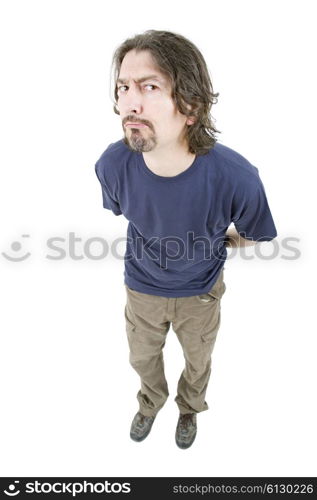 young casual man full body in a white background