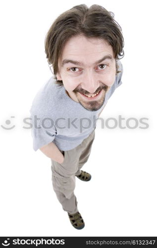 young casual man full body in a white background