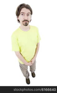 young casual man full body in a white background