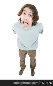 young casual man full body in a white background