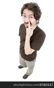 young casual man full body in a white background