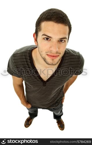 young casual man full body, isolated on white