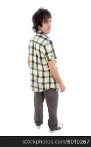 young casual man full length, isolated on white background