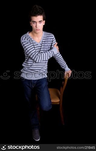 young casual man full length, studio picture