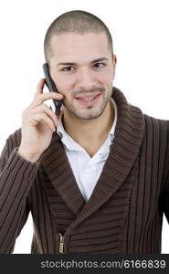 young casual man on the phone, isolated