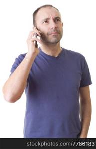 young casual man on the phone, isolated