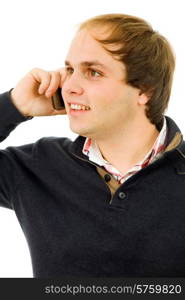 young casual man on the phone, isolated on white