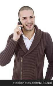 young casual man on the phone, isolated on white