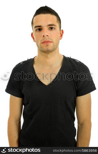 young casual man portrait in a white background