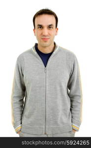 young casual man portrait in a white background