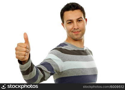 young casual man portrait in a white background