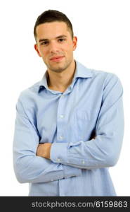 young casual man portrait in a white background