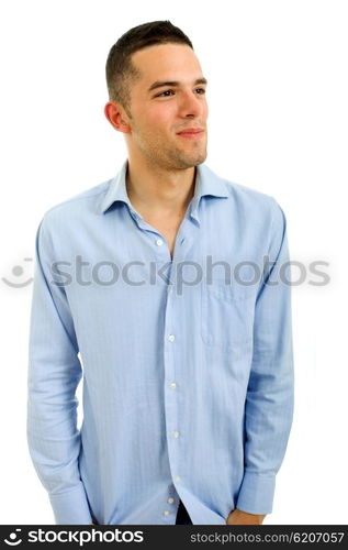 young casual man portrait in a white background