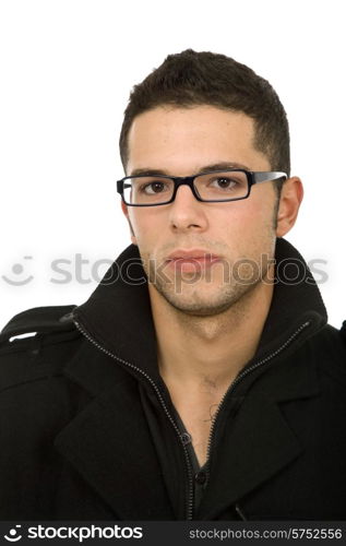 young casual man portrait in white background