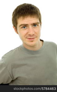 young casual man portrait in white background