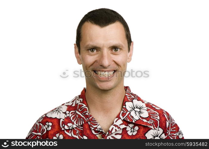 young casual man portrait in white background