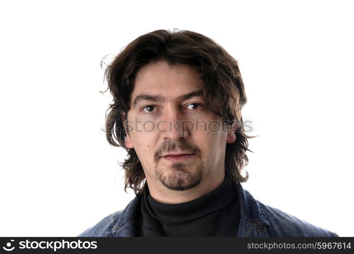 young casual man portrait in white background