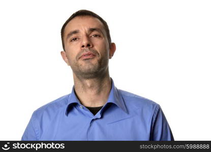 young casual man portrait in white background