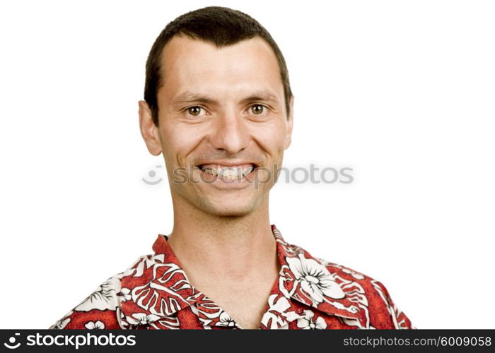 young casual man portrait in white background