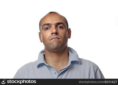 young casual man portrait in white background