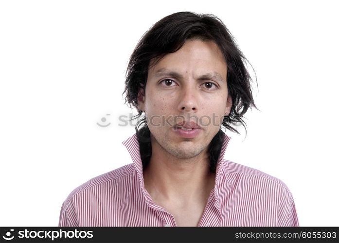 young casual man portrait in white background