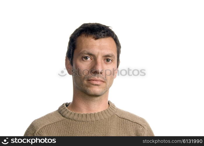 young casual man portrait in white background