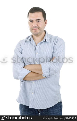 young casual man portrait, isolated on white