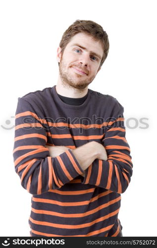 young casual man portrait, isolated on white