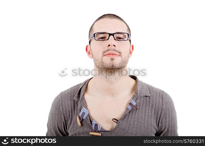 young casual man portrait, isolated on white