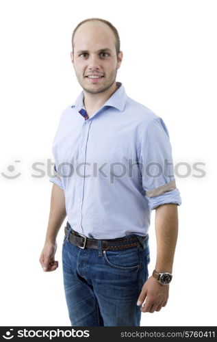 young casual man portrait, isolated on white