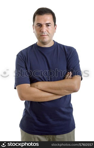 young casual man portrait, isolated on white